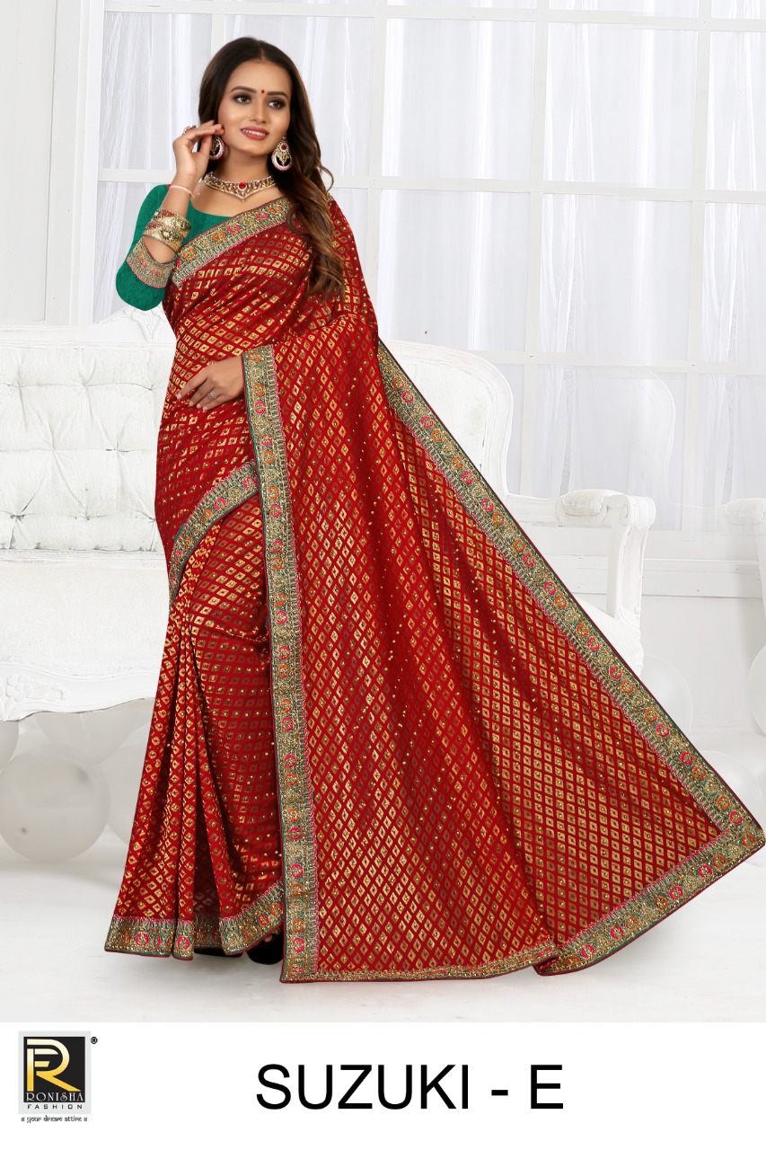 Ranjna Suzuki Worked Border Heavy Diamond Occasional Wear Saree Collction
