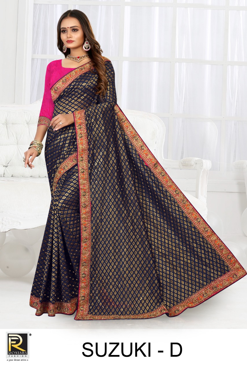 Ranjna Suzuki Worked Border Heavy Diamond Occasional Wear Saree Collction