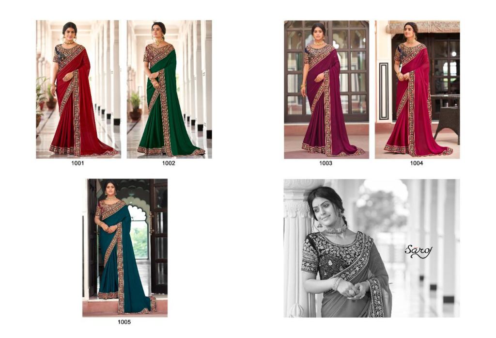Saroj Nancy Silk Festive Wear Embroidery Work Saree Catalog