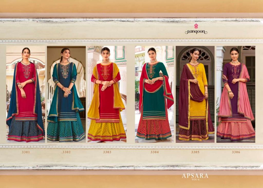 Rangoon Apsara Vol 6 Heavy Rayon Work Readymade Catalog