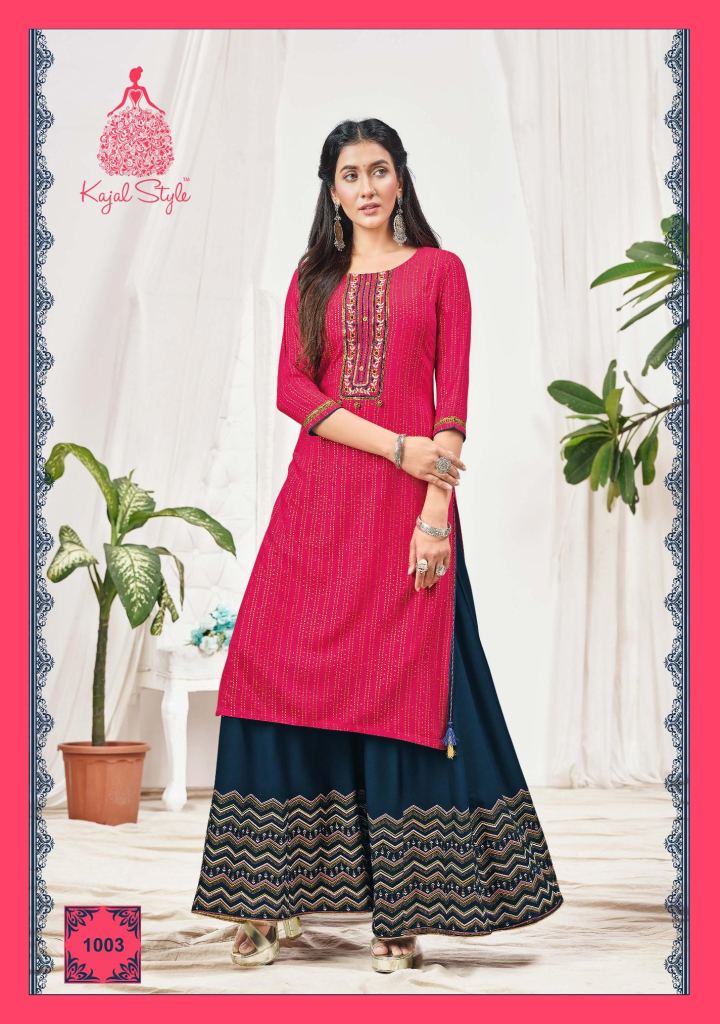 Kajal Style Fashion Bloom Vol 1 Fancy Wear Embroidery Kurti With Bottom Catalog