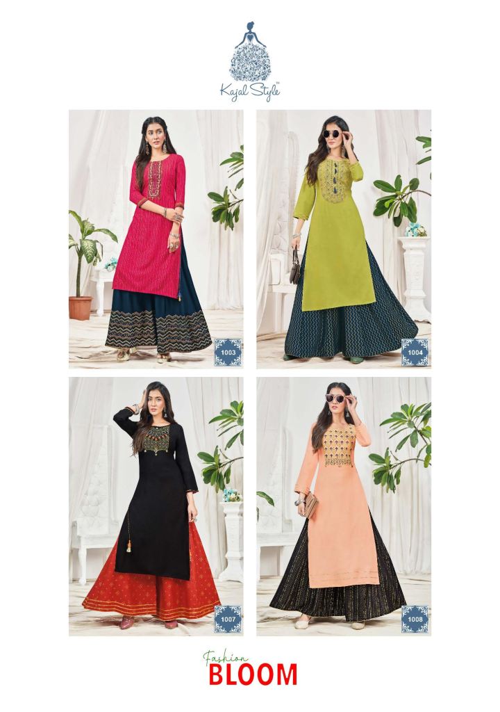 Kajal Style Fashion Bloom Vol 1 Fancy Wear Embroidery Kurti With Bottom Catalog