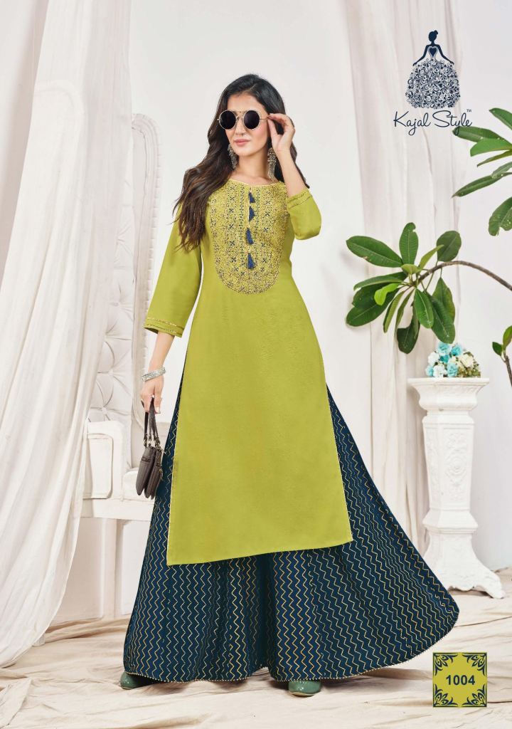 Kajal Style Fashion Bloom Vol 1 Fancy Wear Embroidery Kurti With Bottom Catalog