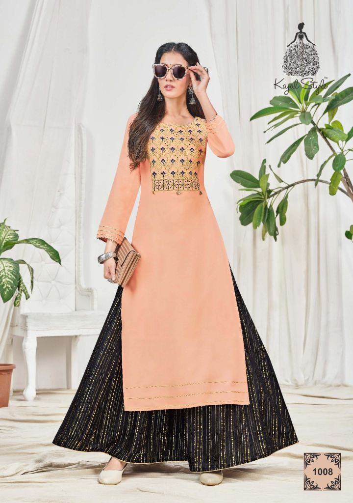 Kajal Style Fashion Bloom Vol 1 Fancy Wear Embroidery Kurti With Bottom Catalog