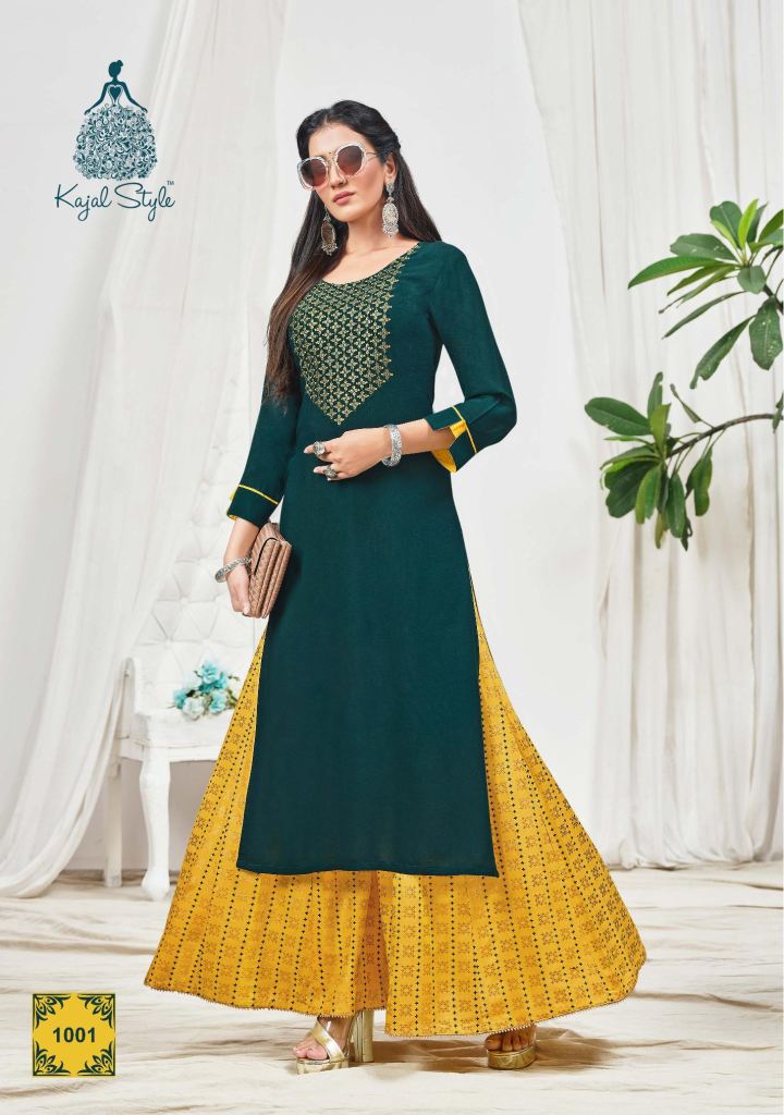 Kajal Style Fashion Bloom Vol 1 Fancy Wear Embroidery Kurti With Bottom Catalog
