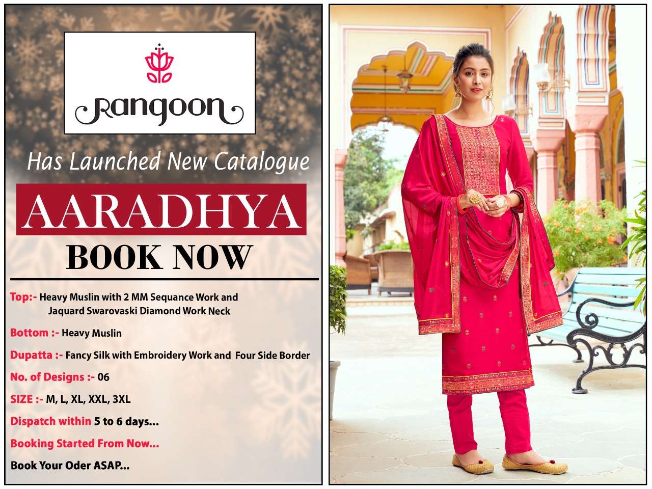 Kessi Rangoon Aaradhya Heavy Muslin With Work Readymade Dress Material Catalog