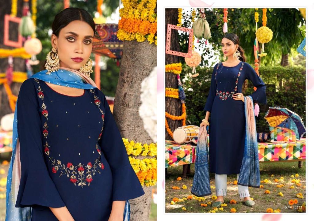 Kivi Vastra Fiona Silk With Khatli Work Top With Bottom And Dupatta Catalog