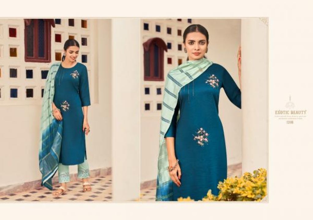 Kivi Zibo Silk Designer Readymade Kurti Bottom With Dupatta