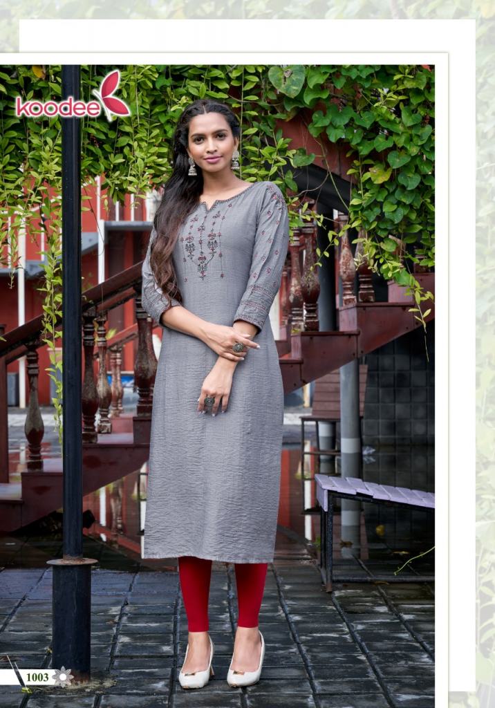 Koodee Veer Vol 2 Viscose Silk Embroidery Khatli Worked Wholesale Kurti Catalog