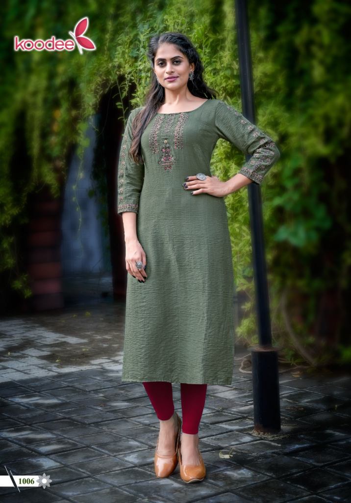 Koodee Veer Vol 2 Viscose Silk Embroidery Khatli Worked Wholesale Kurti Catalog