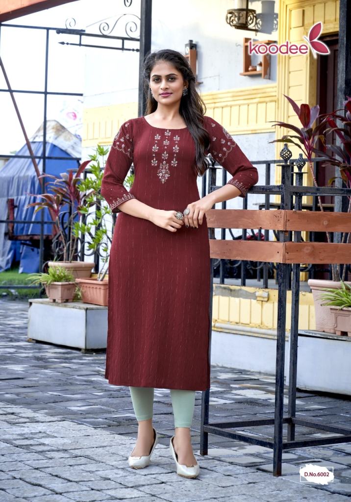 Koodee Veer Vol 3 Viscose Silk Embroidery Khatli Worked Kurti Catalog