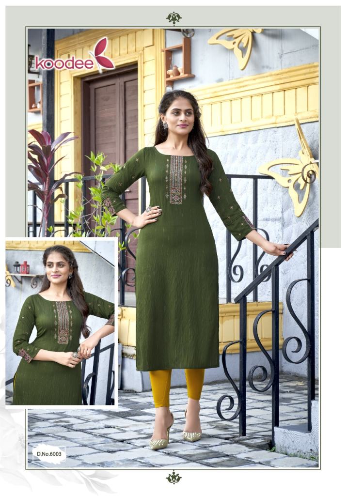 Koodee Veer Vol 3 Viscose Silk Embroidery Khatli Worked Kurti Catalog