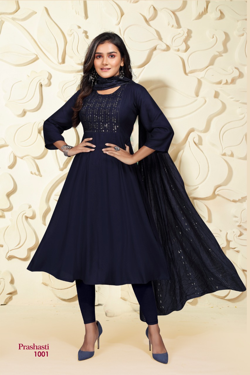 Premnath Prashashti Vol 5 Ethnic Wear Sequence Anarkali Long Kurti With Dupatta Catalog