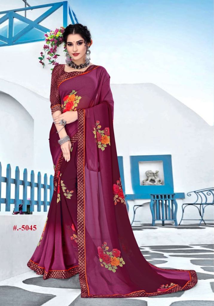 Purva Flower Print Casual Wear Printed Sarees Catalog