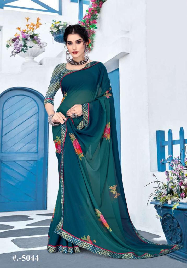 Purva Flower Print Casual Wear Printed Sarees Catalog