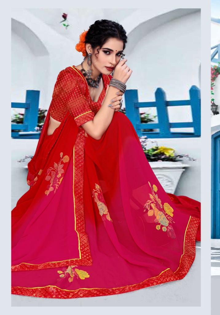 Purva Flower Print Casual Wear Printed Sarees Catalog