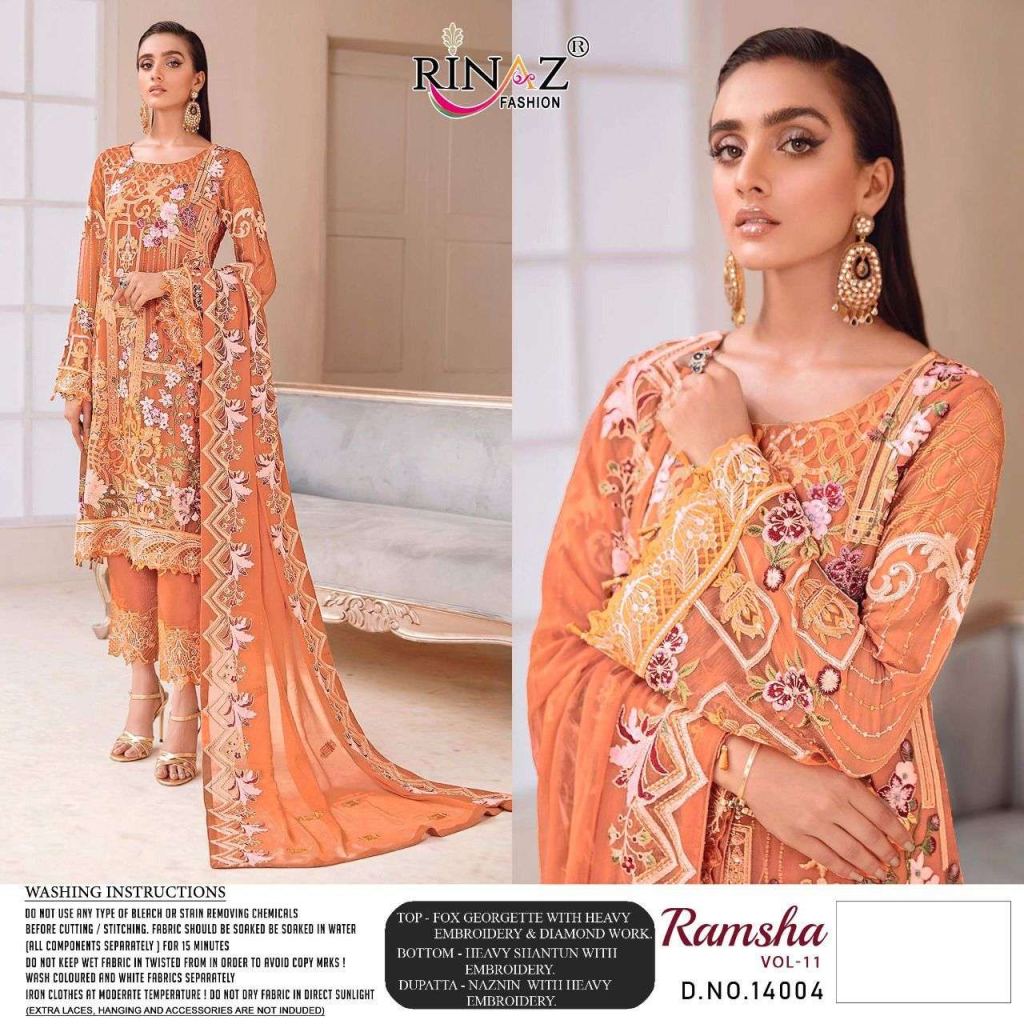 Rinaz Ramsha Vol-11 Fox Georgette With Heavy Work Pakistani Suits Catalog