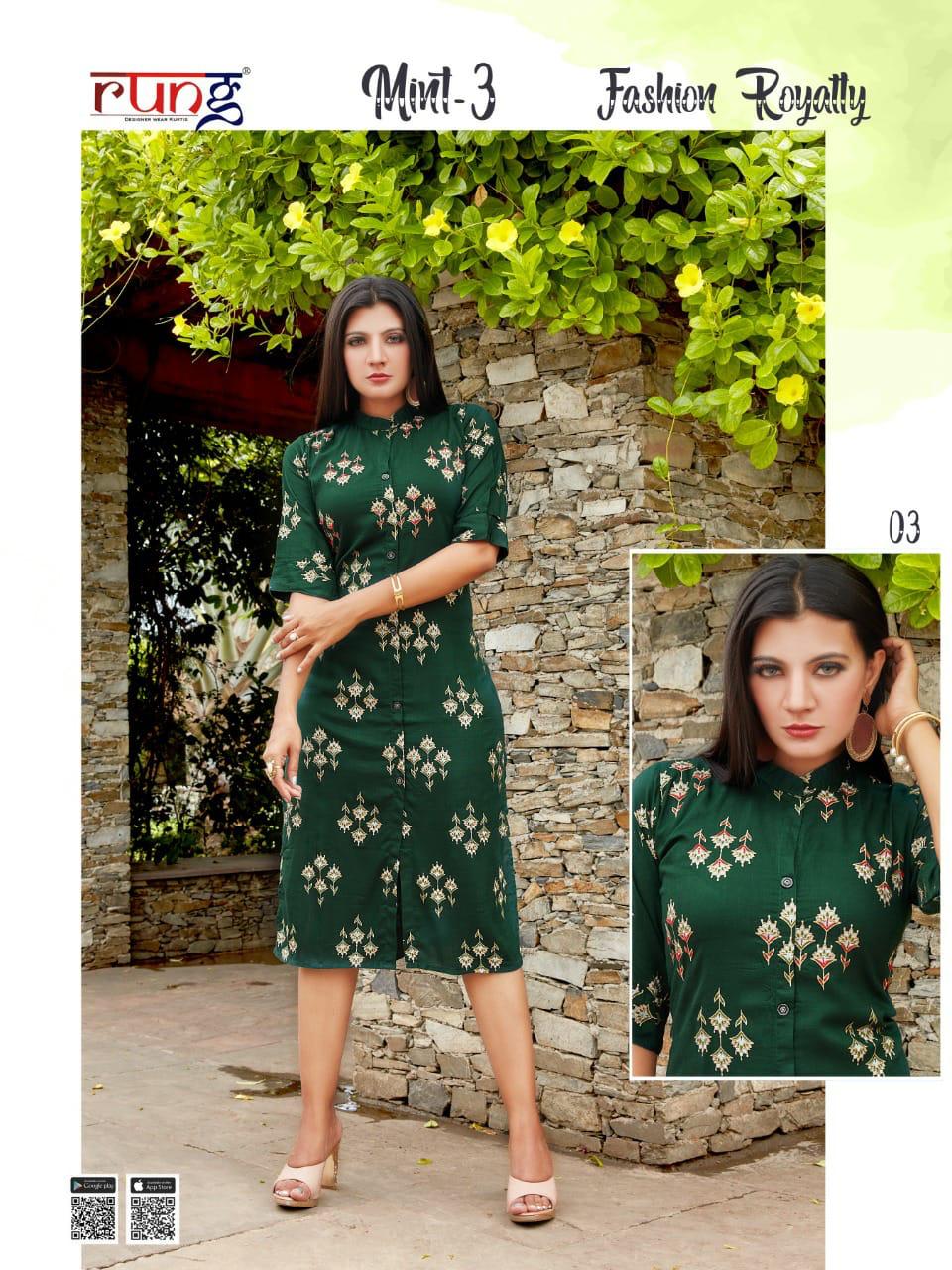Rung Mint Vol 3 Heavy Slub Rayon Designer Kurti Catalog
