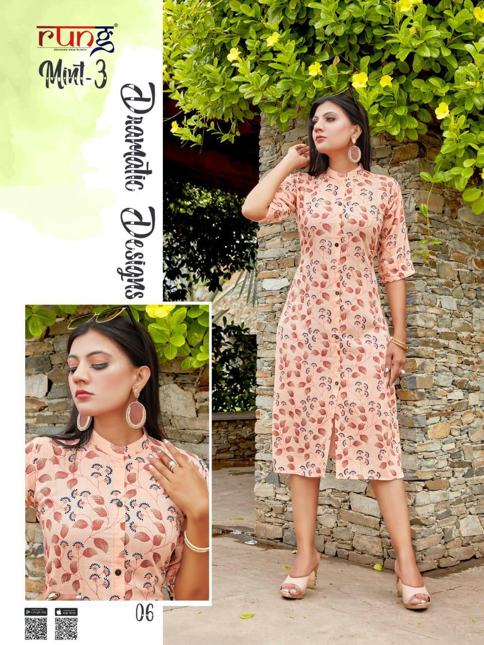 Rung Mint Vol 3 Heavy Slub Rayon Designer Kurti Catalog