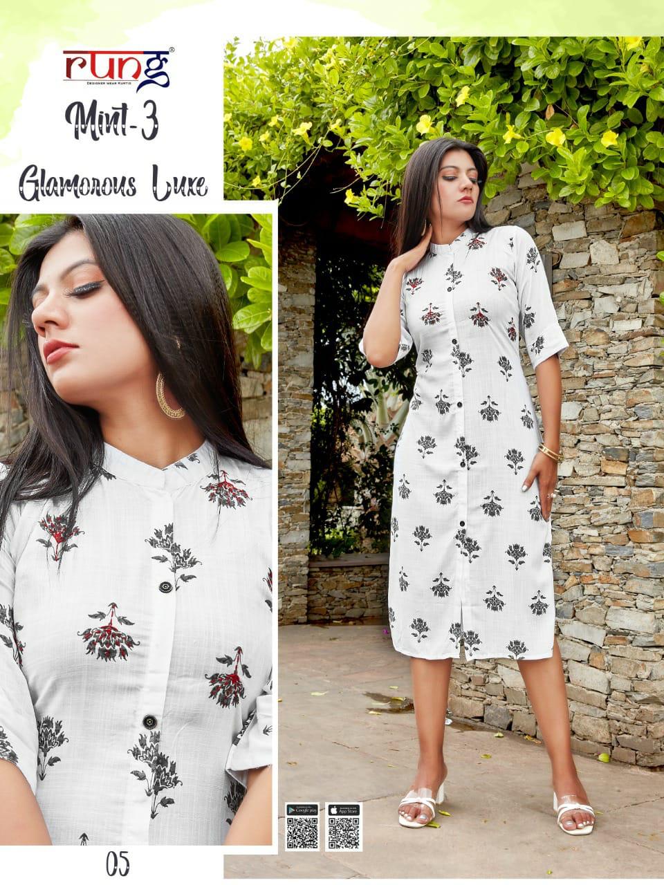Rung Mint Vol 3 Heavy Slub Rayon Designer Kurti Catalog