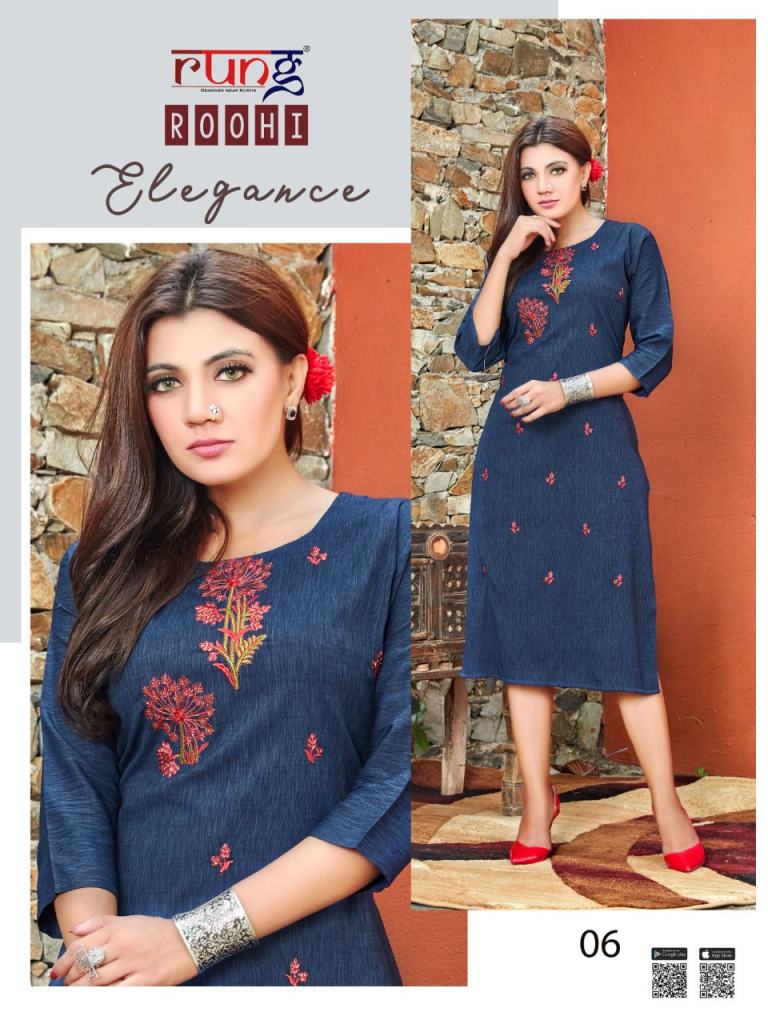 Rung Roohi Casual Wear Embroidery Work Kurtis Catalog