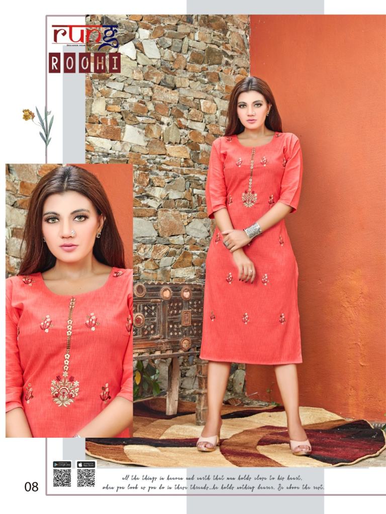 Rung Roohi Casual Wear Embroidery Work Kurtis Catalog