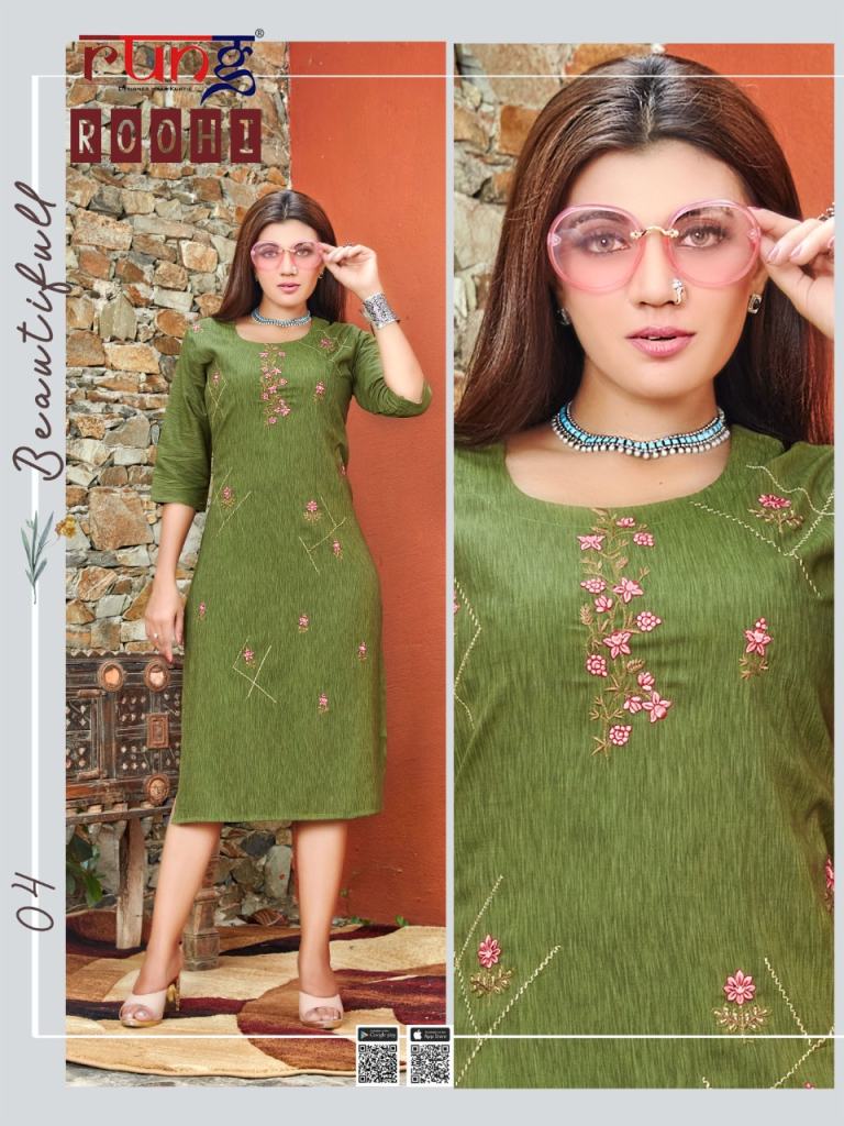Rung Roohi Casual Wear Embroidery Work Kurtis Catalog