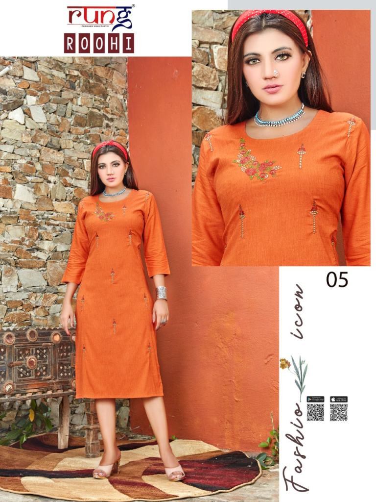 Rung Roohi Casual Wear Embroidery Work Kurtis Catalog