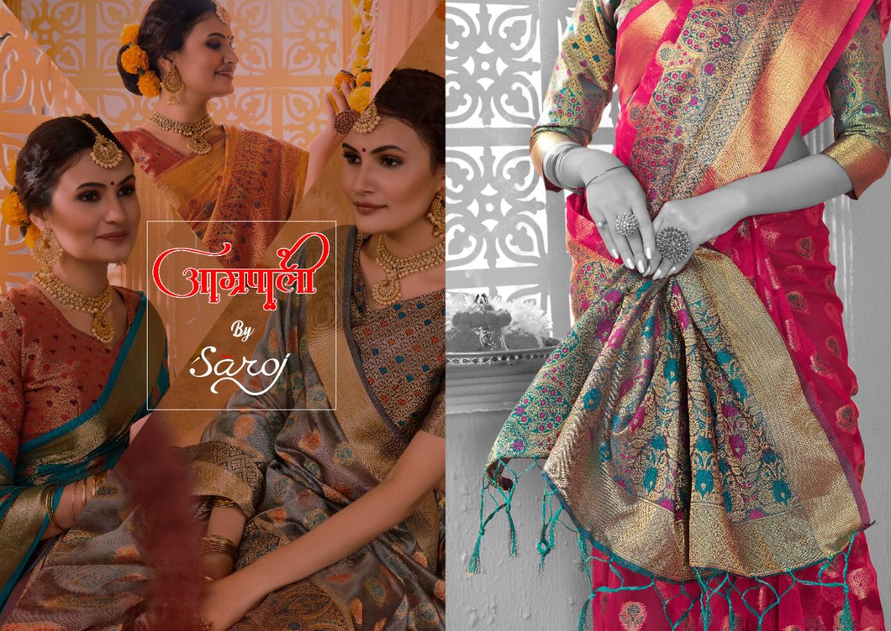 Saroj Amrapali Festive Wear Organza Silk Wholesale Saree Catalog