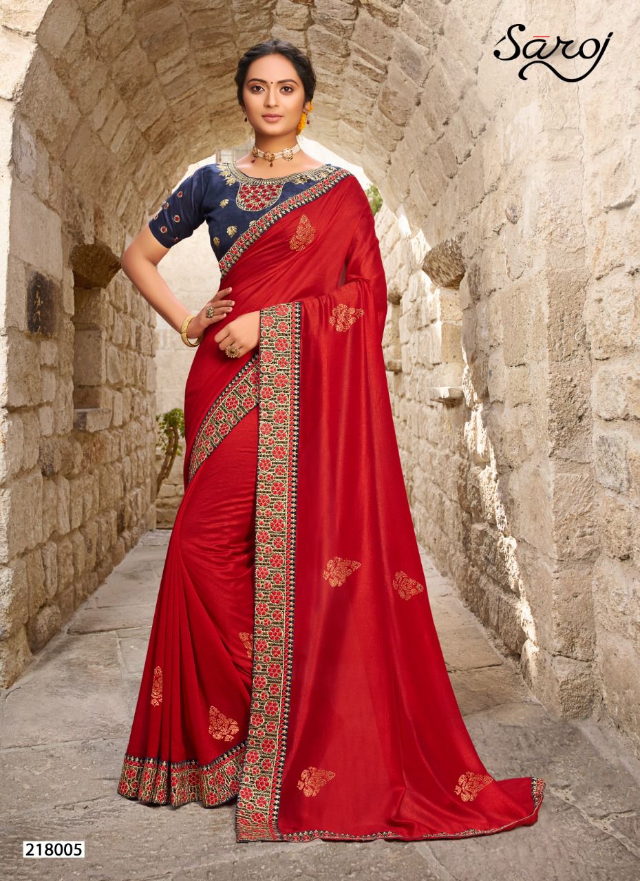 Saroj Ardhangini Festive Wear Vichitra Silk Saree Catalog