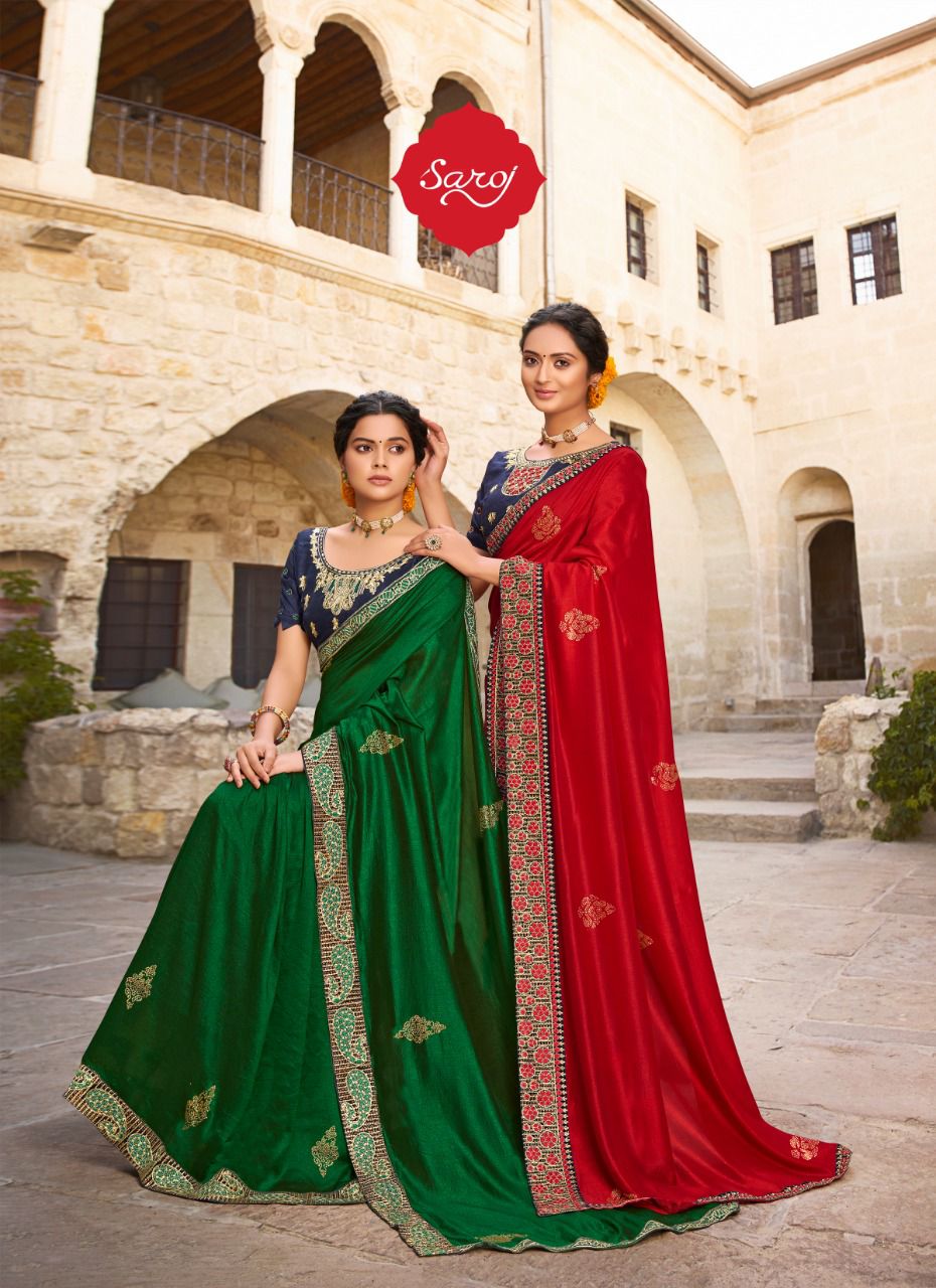 Saroj Ardhangini Festive Wear Vichitra Silk Saree Catalog