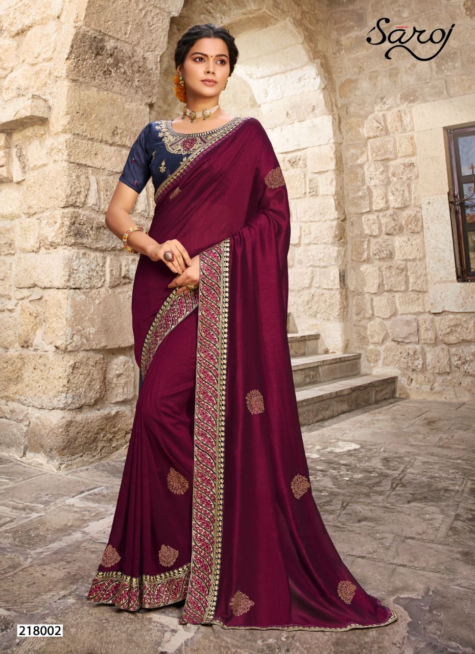 Saroj Ardhangini Festive Wear Vichitra Silk Saree Catalog