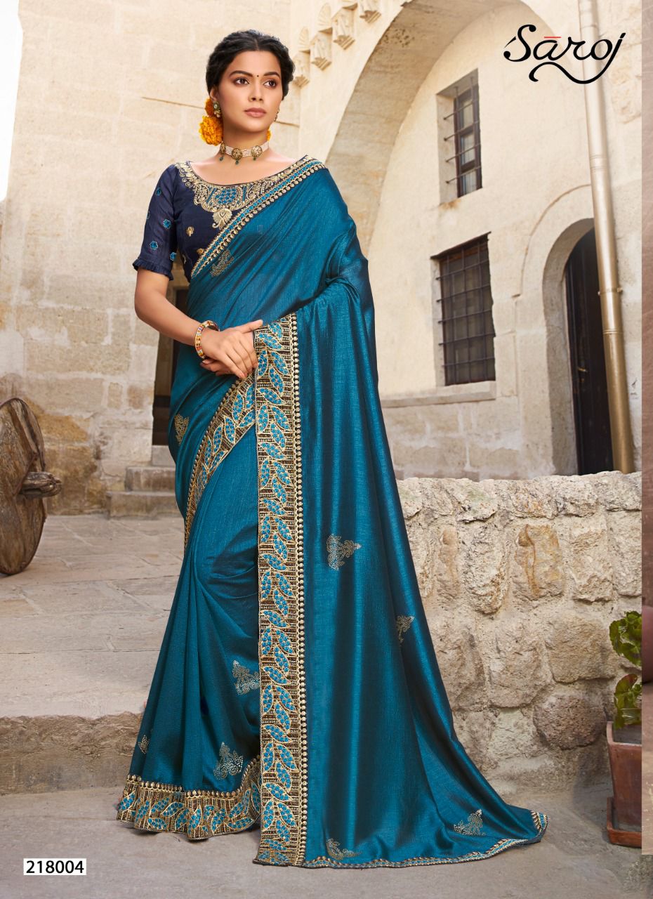 Saroj Ardhangini Festive Wear Vichitra Silk Saree Catalog