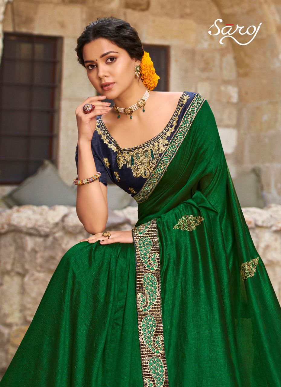 Saroj Ardhangini Festive Wear Vichitra Silk Saree Catalog