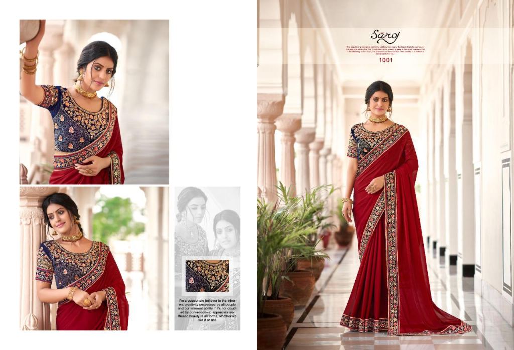 Saroj Nancy Silk Festive Wear Embroidery Work Saree Catalog