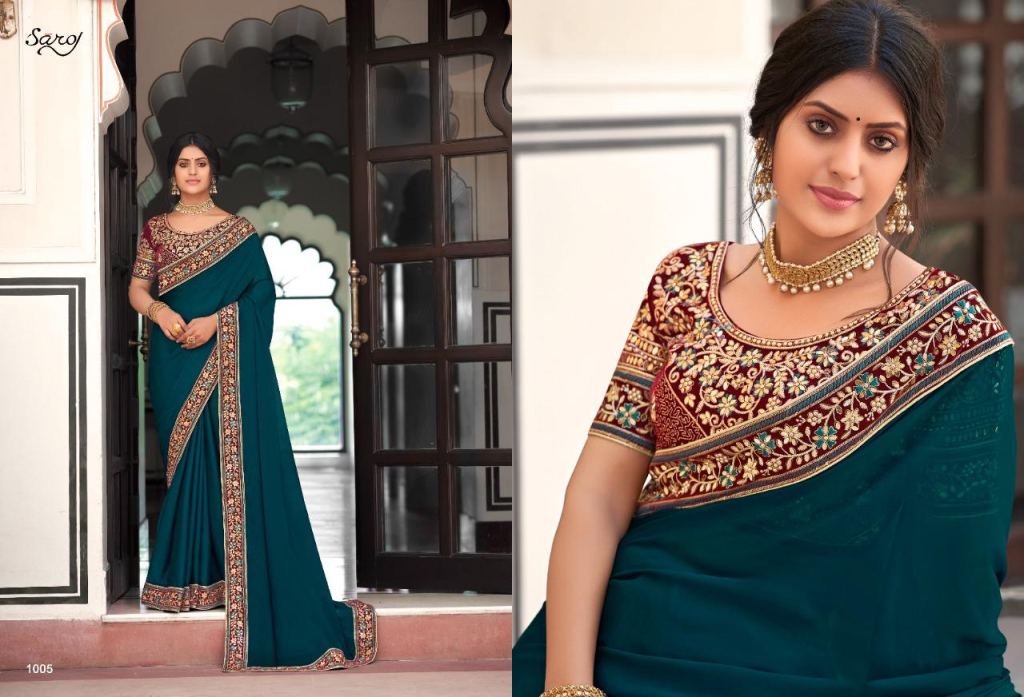 Saroj Nancy Silk Festive Wear Embroidery Work Saree Catalog