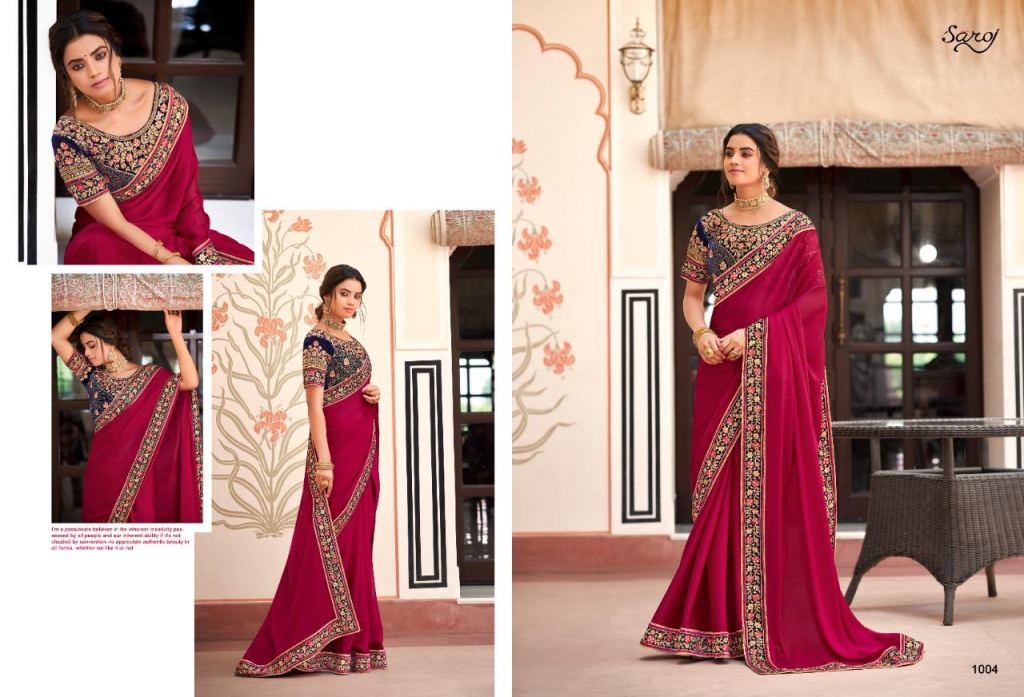 Saroj Nancy Silk Festive Wear Embroidery Work Saree Catalog