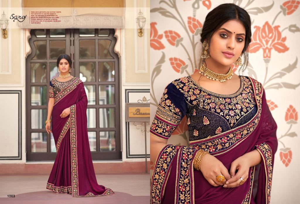 Saroj Nancy Silk Festive Wear Embroidery Work Saree Catalog