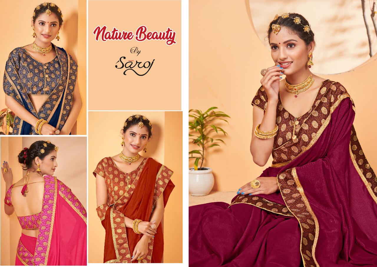 Saroj Natural Beauty Vichitra Silk Saree Catalog