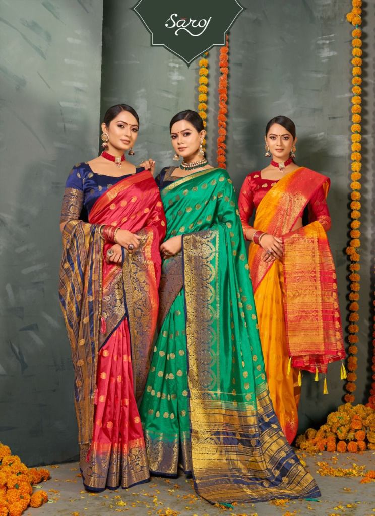 Saroj Radhika Festive Wear Nylon Wholesale Silk Saree Catalog