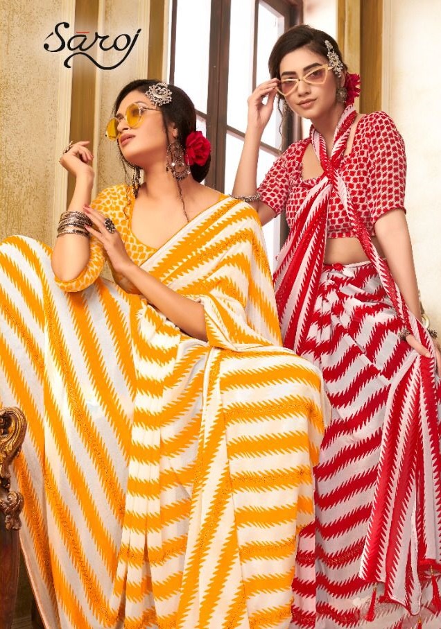 Saroj Rang Birangi Casual Wear Georgette Saree Catalog