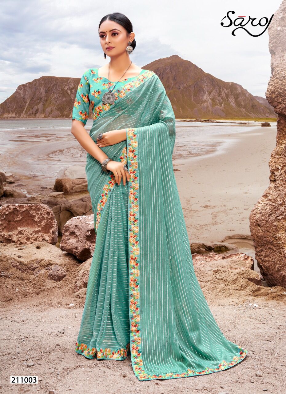 Saroj Sparkle Look Festive Wear Georgette Wear Wholesale Saree Catalog
