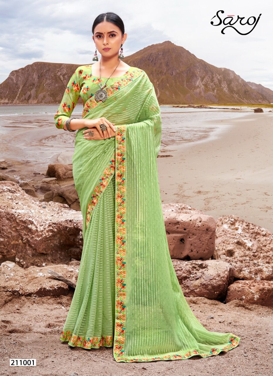 Saroj Sparkle Look Festive Wear Georgette Wear Wholesale Saree Catalog