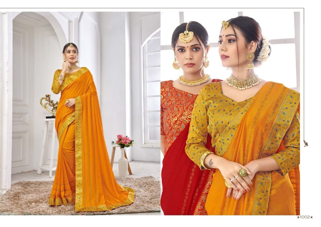 Saroj Veronica Festive Wear Vichitra Silk Saree Catalog