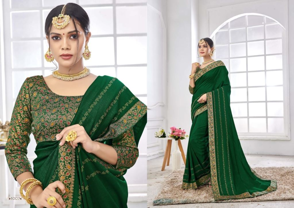Saroj Veronica Festive Wear Vichitra Silk Saree Catalog