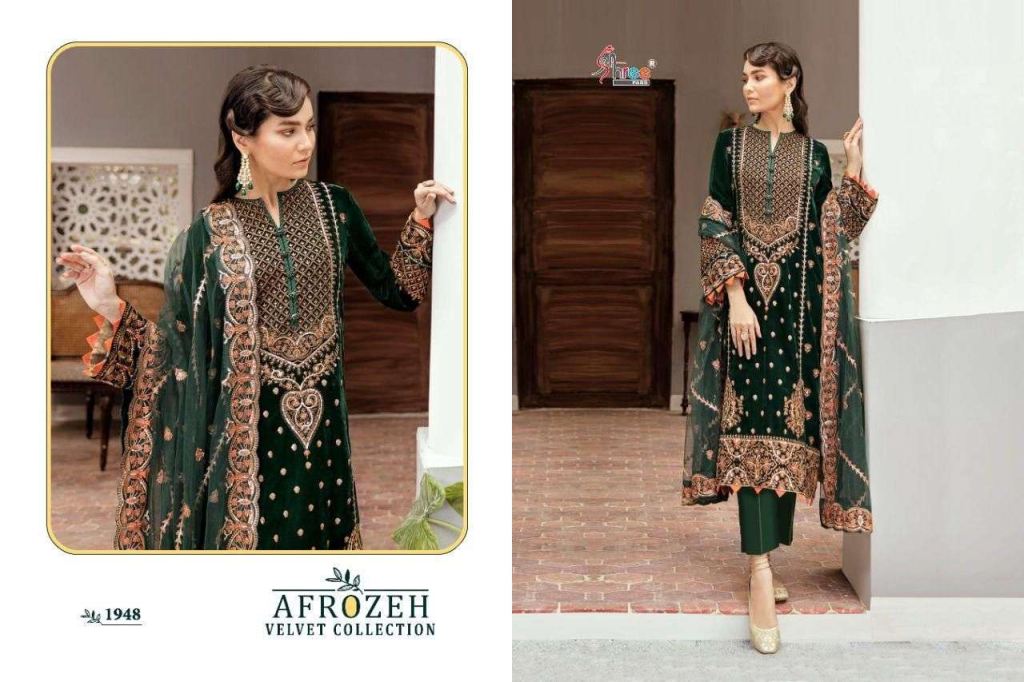 Shree Afrozeh Velvet Collection Velvet With Exclusive Embroidery Low Rate Pakistani Suits Catalog