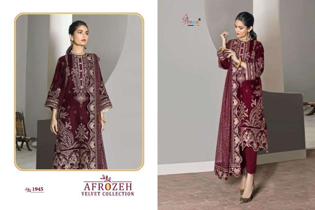 Shree Afrozeh Velvet Collection Velvet With Exclusive Embroidery Low Rate Pakistani Suits Catalog