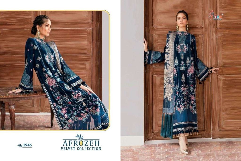 Shree Afrozeh Velvet Collection Velvet With Exclusive Embroidery Low Rate Pakistani Suits Catalog
