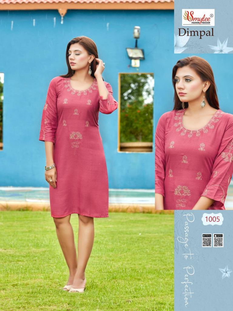Smylee Dimpal Heavy Rayon Designer Kurti Catalog