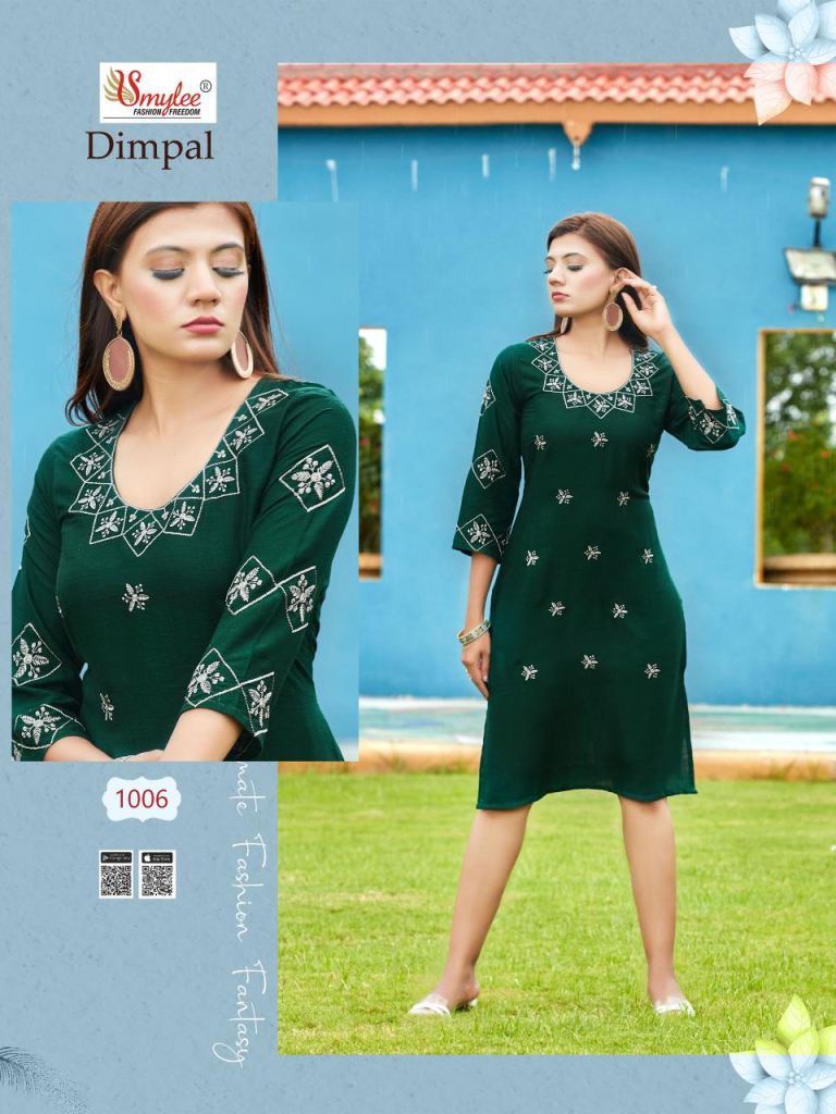 Smylee Dimpal Heavy Rayon Designer Kurti Catalog